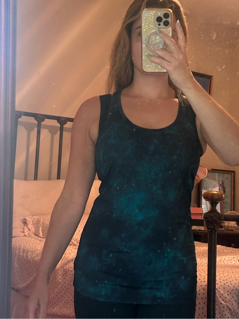 Marika Teal Galaxy-Print Tank Top